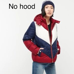 JCREW red white blue  v Colorblock Women's Puffer Jacket without hood small 👽